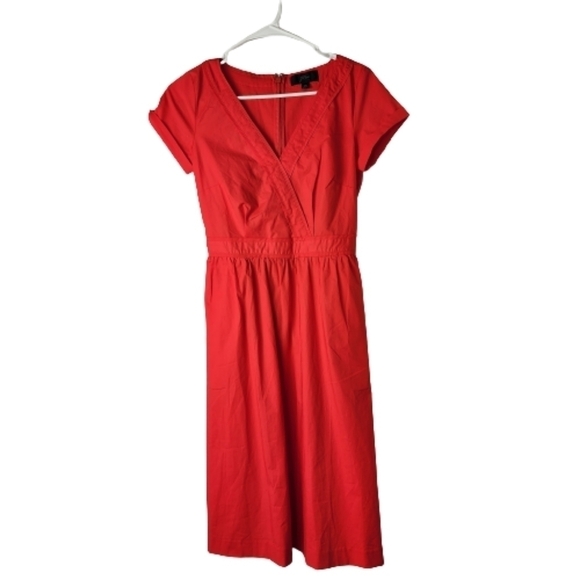 J. Crew Orange Crossover Midi Dress Size 00 - Picture 1 of 12